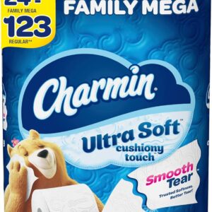 Charmin Ultra Soft Cushiony Touch Toilet Paper, 24 Family Mega Rolls = 123 Regular Rolls